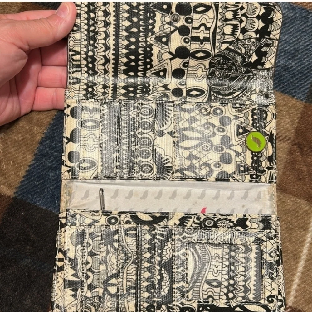 Sakroots Black and Beige Patterned Wallet